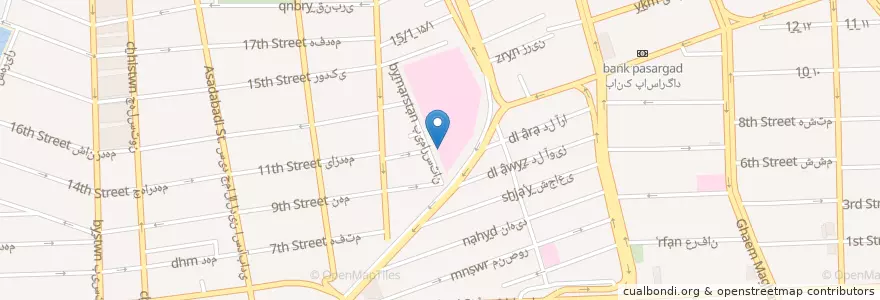 Mapa de ubicacion de مسجد شفا en イラン, テヘラン, شهرستان تهران, テヘラン, بخش مرکزی شهرستان تهران.