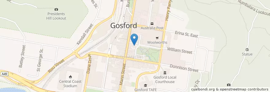 Mapa de ubicacion de BodyFuel Cafe en Australia, New South Wales, Central Coast Council.