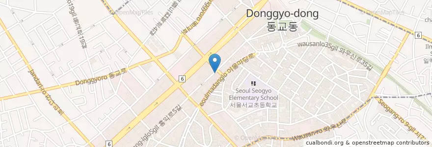 Mapa de ubicacion de The Coffee Bean & Tea Leaf en Corea Del Sur, Seúl, 마포구, 서교동.