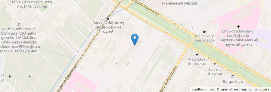 Mapa de ubicacion de КМ-клиник en Rússia, Distrito Federal Central, Москва, Юго-Западный Административный Округ, Академический Район.