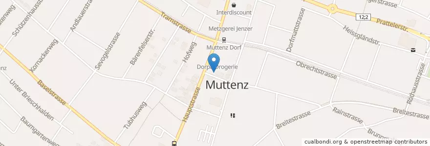 Mapa de ubicacion de Vicino en Svizzera, Basilea Campagna, Bezirk Arlesheim, Muttenz.