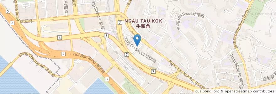 Mapa de ubicacion de 雙豬嘜燒味飯店 en China, Guangdong, Hong Kong, Kowloon, Wilayah Baru, 觀塘區 Kwun Tong District.