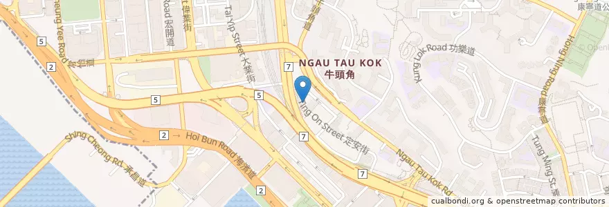 Mapa de ubicacion de 彩運車行有限公司 en China, Cantão, Hong Kong, Kowloon, Novos Territórios, 觀塘區 Kwun Tong District.