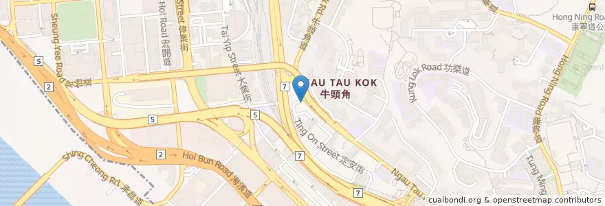 Mapa de ubicacion de 黃興記麵家 en 中国, 広東省, 香港, 九龍, 新界, 觀塘區 Kwun Tong District.