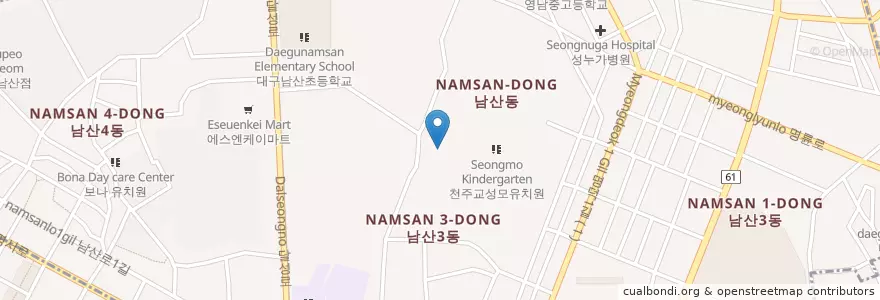 Mapa de ubicacion de 남산성당 en Corea Del Sur, Daegu, 남산동.
