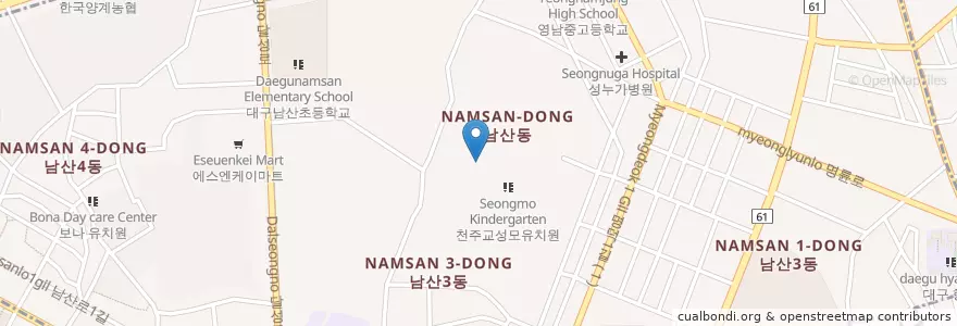 Mapa de ubicacion de 천주교 대구대교구청 en 대한민국, 대구, 남산동.