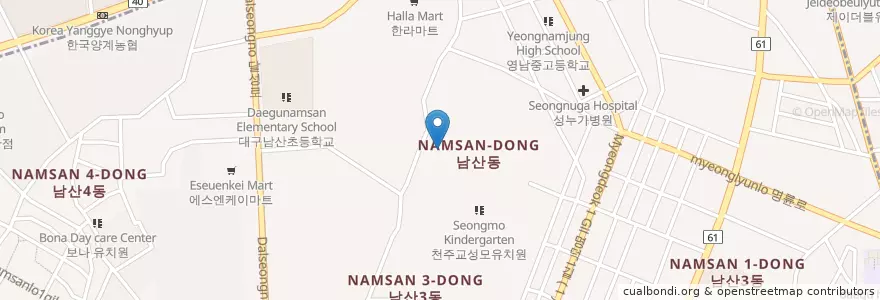 Mapa de ubicacion de 교구청별관 en Südkorea, Daegu, Jung-Gu, Namsan-Dong.