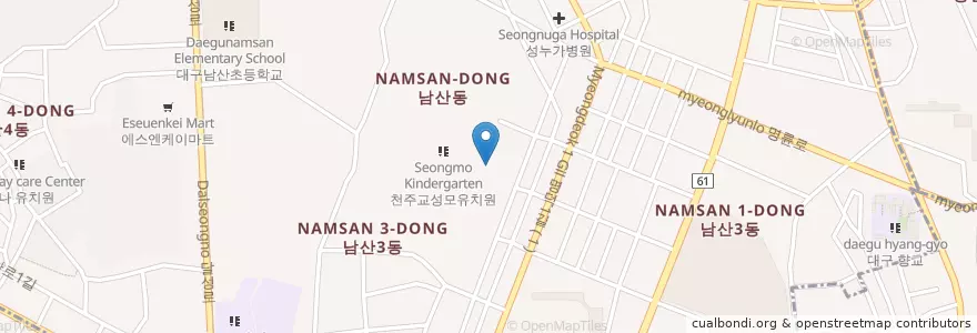 Mapa de ubicacion de 대건인쇄출판사 en 대한민국, 대구, 남산동.