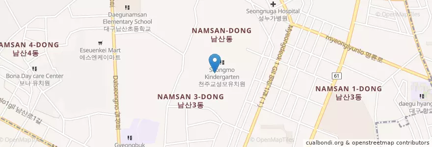 Mapa de ubicacion de 교육원다동 en 대한민국, 대구, 남산동.