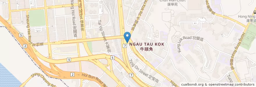 Mapa de ubicacion de 西醫蕭亮疇 en الصين, غوانغدونغ, هونغ كونغ, كولون, الأقاليم الجديدة, 觀塘區 Kwun Tong District.