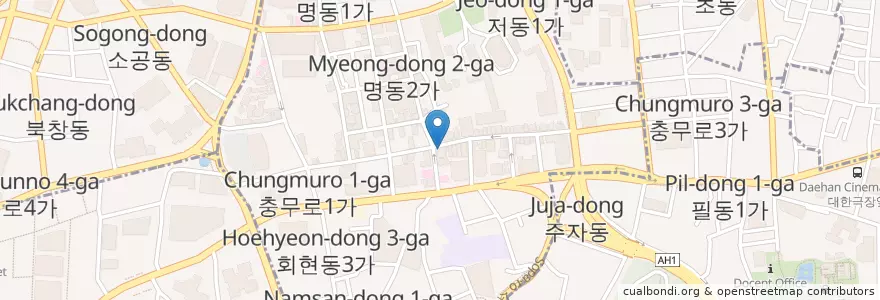 Mapa de ubicacion de 커피빈 en 대한민국, 서울, 중구, 명동.