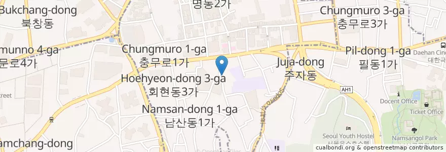 Mapa de ubicacion de Twosome Place en کره جنوبی, سئول, 중구, 명동.