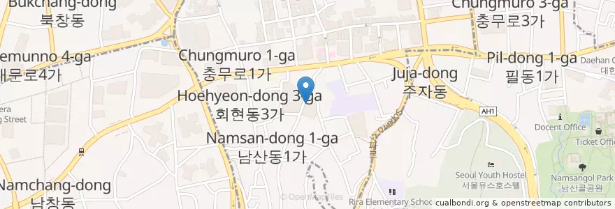 Mapa de ubicacion de Hollys Coffee en Corée Du Sud, Séoul, 중구, 명동.