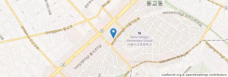 Mapa de ubicacion de Hollys Coffee en 韩国/南韓, 首尔, 麻浦區, 서교동.