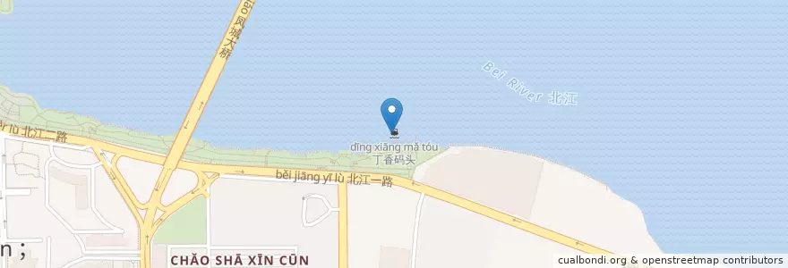 Mapa de ubicacion de 丁香码头 en 中国, 广东省, 清远市, 清城区, 洲心街办.