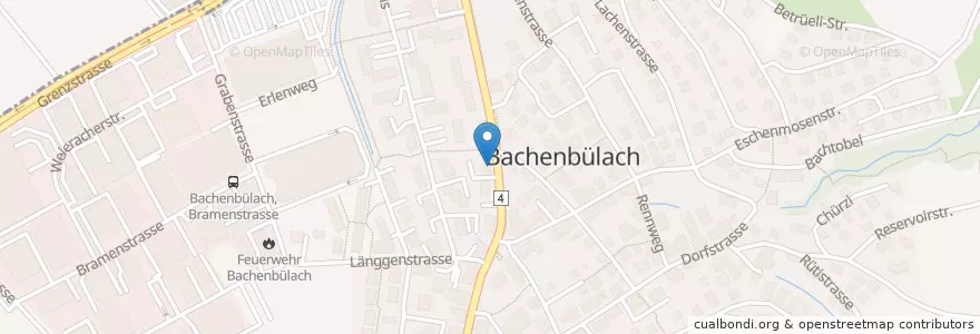 Mapa de ubicacion de Pizzeria Visavis en Suiza, Zúrich, Bezirk Bülach, Bachenbülach.