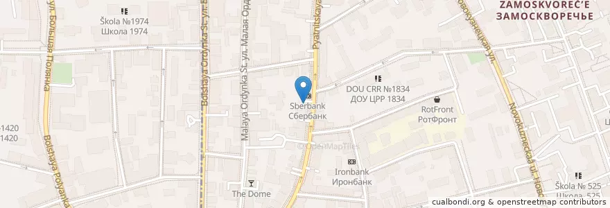 Mapa de ubicacion de Почта Банк en Russia, Distretto Federale Centrale, Москва, Центральный Административный Округ, Район Замоскворечье.
