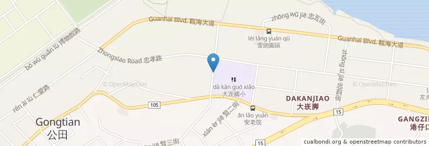 Mapa de ubicacion de 大崁國小 en Tayvan, 新北市, 八里區.