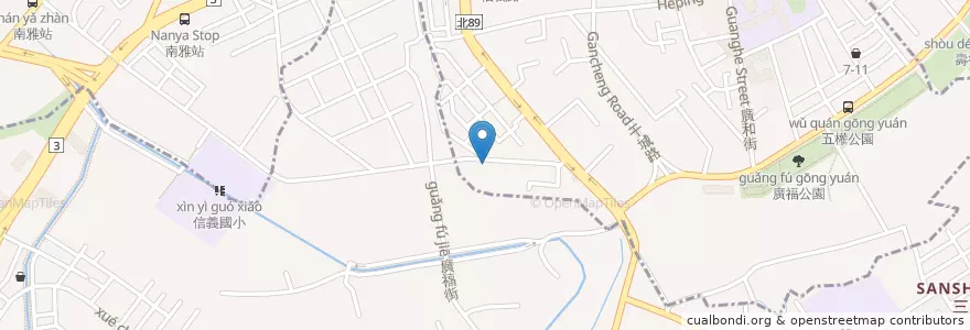 Mapa de ubicacion de 信義公園市民活動中心 en تايوان, تايبيه الجديدة, 土城區, 板橋區.