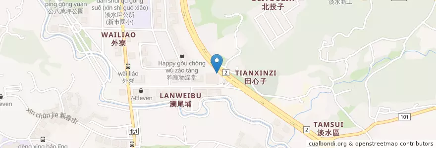 Mapa de ubicacion de 輕軌新市一路站 en 臺灣, 新北市, 淡水區.