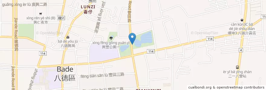 Mapa de ubicacion de 八德興豐公園 en Taiwán, Taoyuan, 八德區.