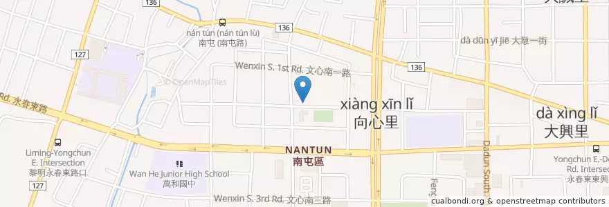 Mapa de ubicacion de 品味麵食館 en Taiwan, 臺中市, 南屯區.