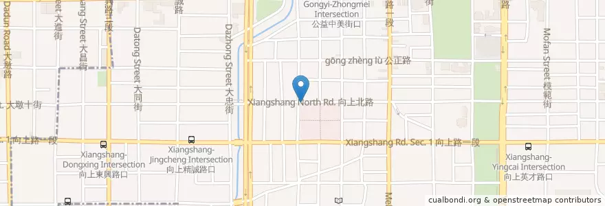Mapa de ubicacion de 阿隆麵攤 en Tayvan, Taichung, 西區.