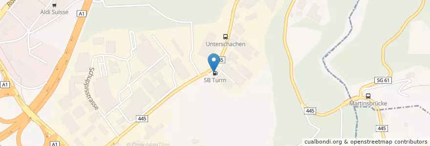 Mapa de ubicacion de SB Turm en Svizzera, San Gallo, Wahlkreis St. Gallen, St. Gallen.