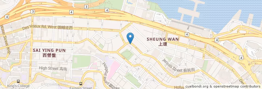 Mapa de ubicacion de 搵啖食 en 중국, 광둥성, 홍콩, 홍콩섬, 신제, 中西區 Central And Western District.