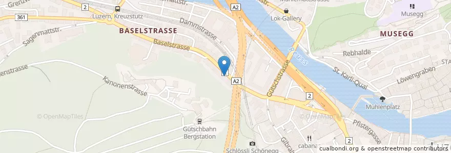 Mapa de ubicacion de Kaffee Kind en Schweiz, Luzern, Luzern.