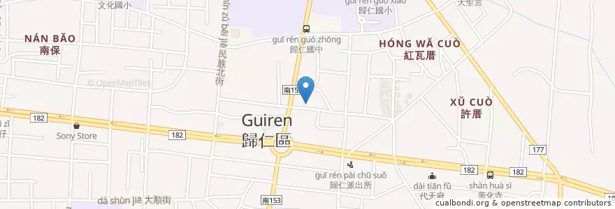 Mapa de ubicacion de 東山日式料理 en Taïwan, Tainan, District De Guiren.