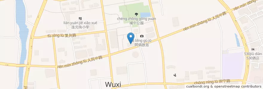 Mapa de ubicacion de 中国工商银行 en China, 无锡市, 梁溪区(Liangxi).