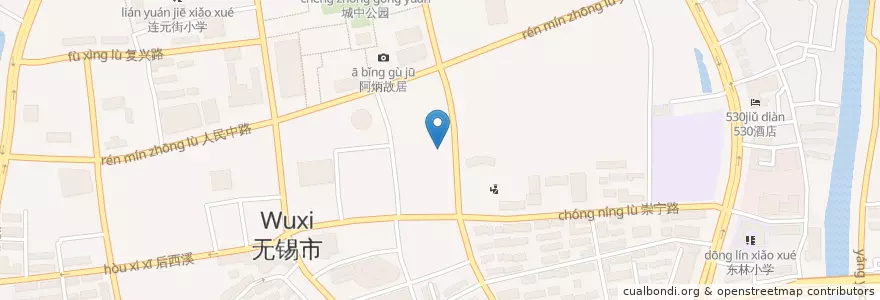 Mapa de ubicacion de Starbucks en China, Wuxi City, Liangxi District.