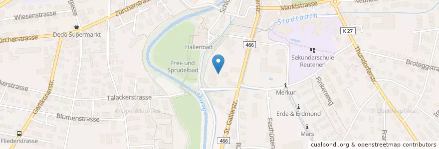Mapa de ubicacion de Fridau en İsviçre, Thurgau, Bezirk Frauenfeld, Frauenfeld.