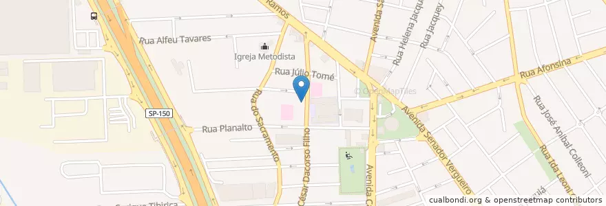Mapa de ubicacion de Raízes en البَرَازِيل, المنطقة الجنوبية الشرقية, ساو باولو, Região Geográfica Intermediária De São Paulo, Região Metropolitana De São Paulo, Região Imediata De São Paulo, São Bernardo Do Campo.