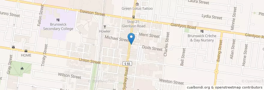 Mapa de ubicacion de Handsome Her en Australie, Victoria, City Of Moreland.