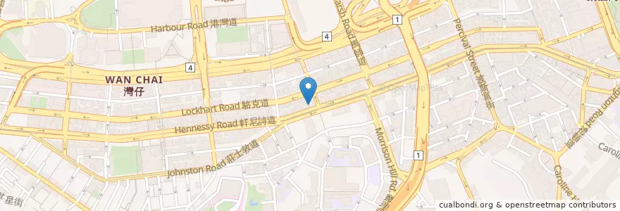 Mapa de ubicacion de 香港魚蛋皇 en 中国, 广东省, 香港 Hong Kong, 香港島 Hong Kong Island, 新界 New Territories, 灣仔區 Wan Chai District.