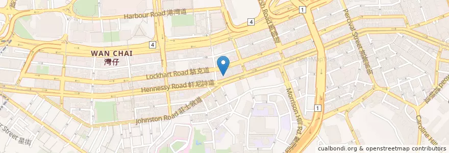 Mapa de ubicacion de 籠皇點心 Dragonking Dim Sum en China, Cantão, Hong Kong, Ilha De Hong Kong, Novos Territórios, 灣仔區 Wan Chai District.