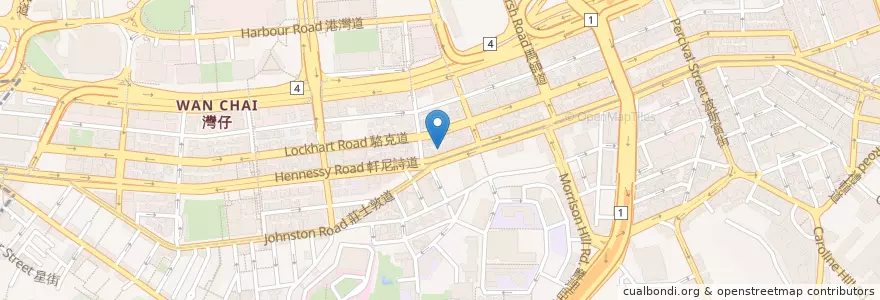 Mapa de ubicacion de 忠記粥品 en Китай, Гуандун, Гонконг, Гонконг, Новые Территории, 灣仔區 Wan Chai District.