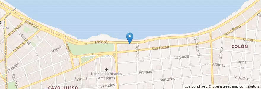 Mapa de ubicacion de Hipster Cafe en Kuba, Havanna, Centro Habana.