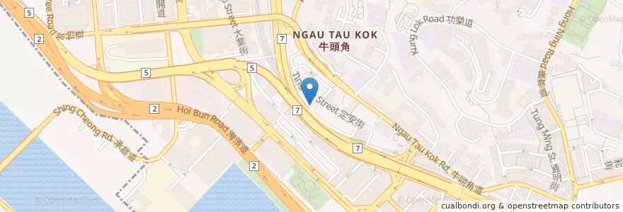 Mapa de ubicacion de 華安餐廳 Wah On Restaurant en Çin, Guangdong, Hong Kong, Kowloon, Yeni Bölgeler, 觀塘區 Kwun Tong District.