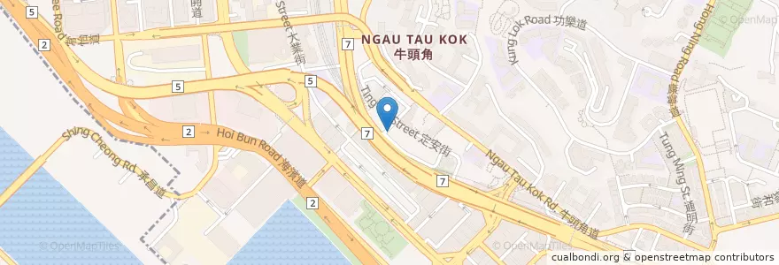 Mapa de ubicacion de 安順餐廳 en Chine, Guangdong, Hong Kong, Kowloon, Nouveaux Territoires, 觀塘區 Kwun Tong District.
