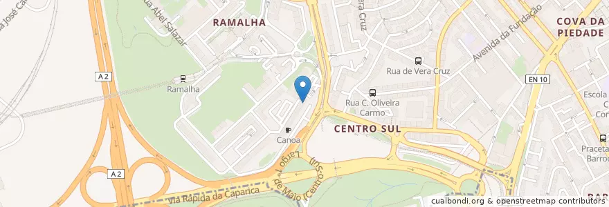 Mapa de ubicacion de Centro de Fisioterapia Almada en Portugal, Área Metropolitana De Lisboa, Setúbal, Península De Setúbal, Almada.