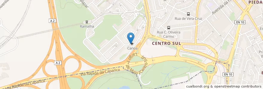 Mapa de ubicacion de Clínica 4 de Maio en 葡萄牙, Área Metropolitana De Lisboa, Setúbal, Península De Setúbal, Almada.