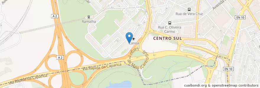 Mapa de ubicacion de Sabora de Maria en البرتغال, Área Metropolitana De Lisboa, شطوبر, شبه جزيرة شطوبر, Almada.