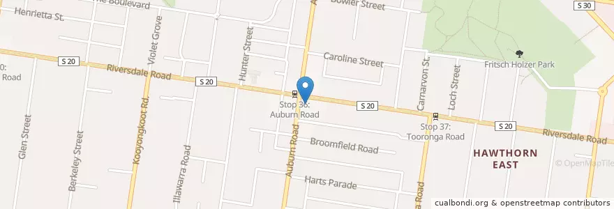 Mapa de ubicacion de Riversdale Hotel en オーストラリア, ビクトリア, City Of Boroondara.