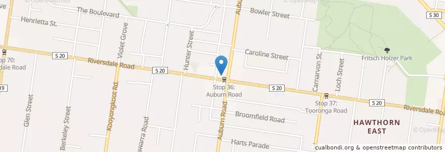 Mapa de ubicacion de Riversdale Gourmet en Australia, Victoria, City Of Boroondara.