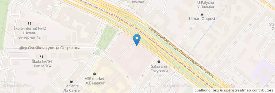 Mapa de ubicacion de Автошкола МАДИ en Rusland, Centraal Federaal District, Moskou, Северный Административный Округ, Хорошёвский Район, Район Аэропорт.