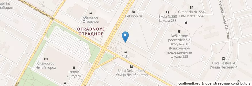 Mapa de ubicacion de Горздрав en 러시아, Центральный Федеральный Округ, Москва, Северо-Восточный Административный Округ, Район Отрадное.