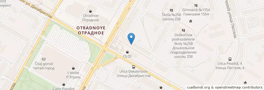 Mapa de ubicacion de Будь здоров! en Rússia, Distrito Federal Central, Москва, Северо-Восточный Административный Округ, Район Отрадное.